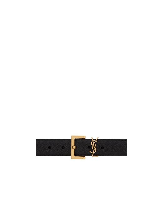 Saint Laurent White Cassandre Logo Plaque Belt