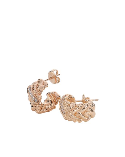 Bottega Veneta White Embellished Intreccio Hoop Earrings
