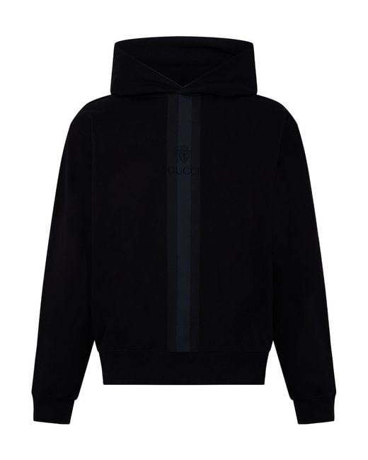 Gucci Blue Hoodie With Vertical Stripe Desig for men