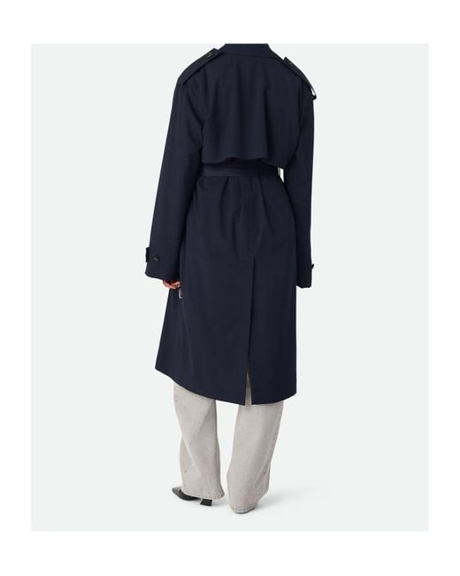 Bottega Veneta Blue Double-Breasted Belted Trench Coat
