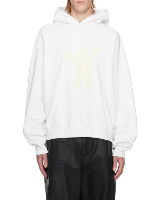 we11done White New Teddy Logo Cotton Hoodie for men