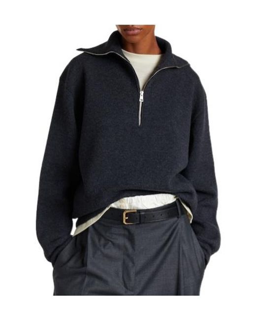 Rohe Blue Wool And Cashmere Half-Zip Sweater