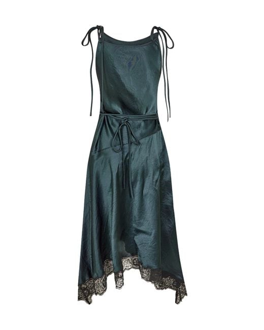 Acne Green Satin Lace Dress