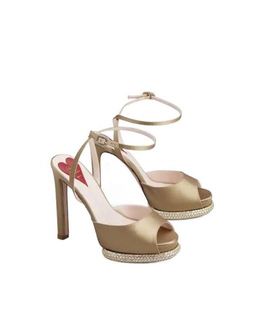 Roger Vivier Metallic Viv' Choc Platform Sandals