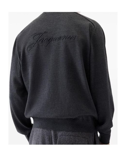 Jacquemus Blue Logo Embroidered Long Sleeved Sweater for men
