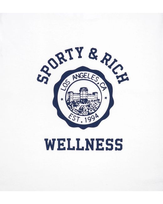 Sporty & Rich White Logo Printed Crewneck T-Shirt for men