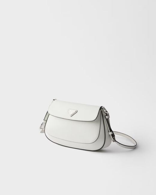 Prada White Cleo Brushed Leather Shoulder Bag