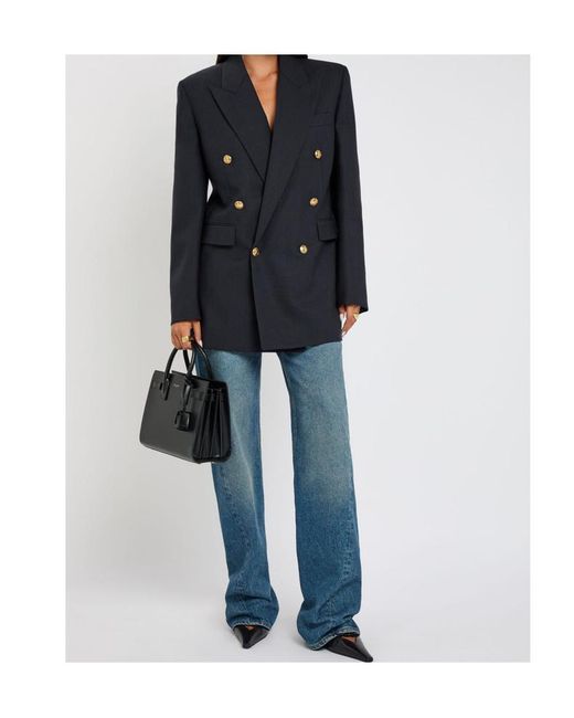Saint Laurent Black Double-Breasted Wool Blazer