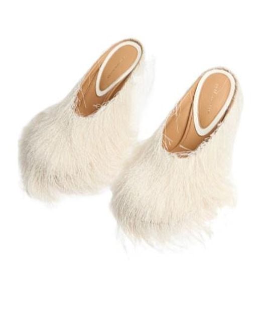 Dries Van Noten Natural Fringed Mesh Mules