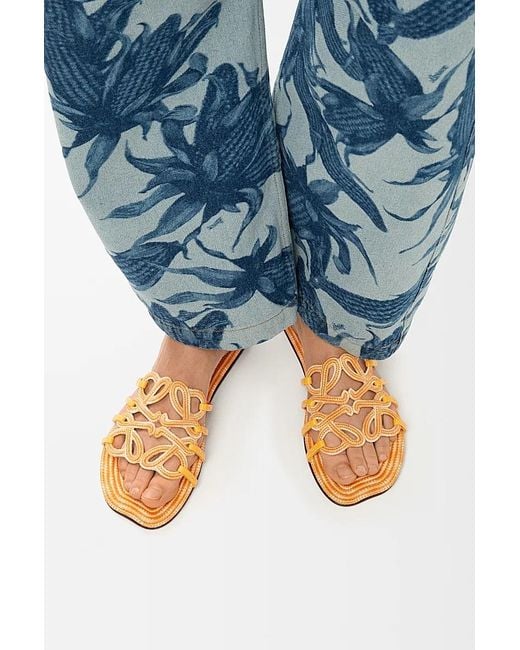 Loewe Metallic Open-Toe Flat Sandals