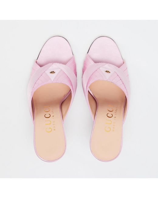 Gucci Pink Solid Heeled Sandals