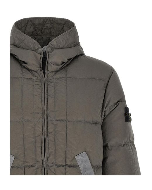 Stone Island Gray Long-Sleeved Cotton-Padded Jacket for men