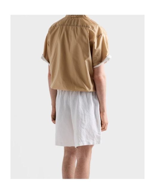 Prada Natural Short-Sleeved Re-Nylon Zipper Shirt for men