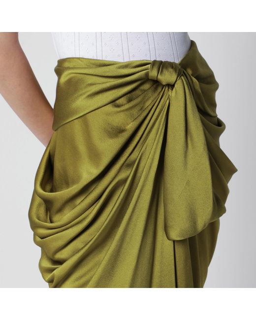 Chloé Green Draped Silk Skirt