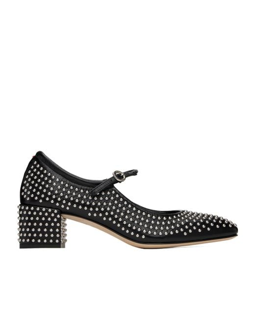 Aeyde Black A-Line Mini Studded Mary Jane Heels