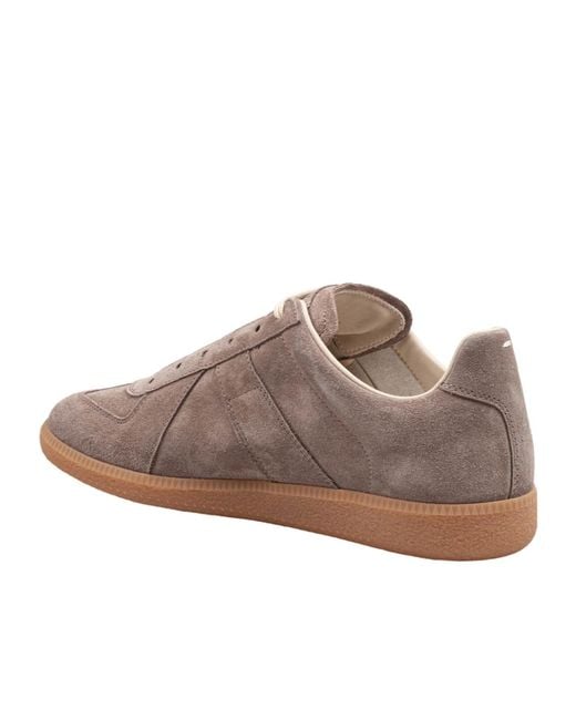 Maison Margiela Brown Replica Panelled Suede Sneakers for men