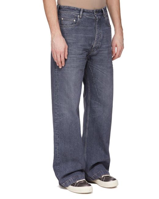 Rick Owens Blue Buttoned Straight-Leg Jeans for men