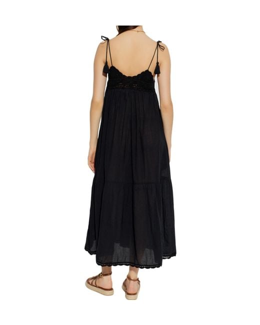 Ulla Johnson Black Linnea Tassel Crochet Midi Dress