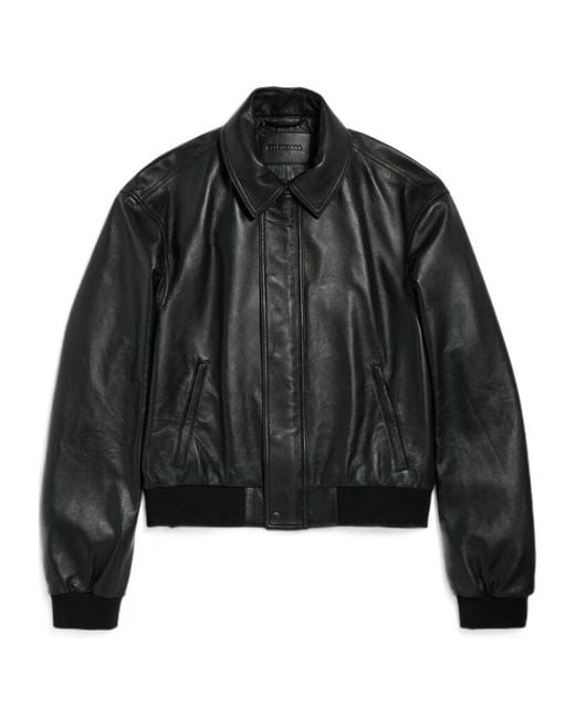 Balenciaga Black Leather Taxi Jacket for men