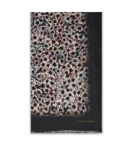 Dries Van Noten Black Printed Scarf for men