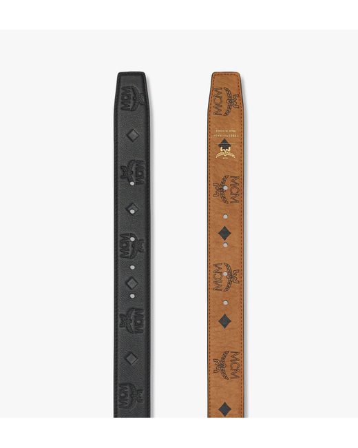 MCM White Logo Double-Sided Belt for men