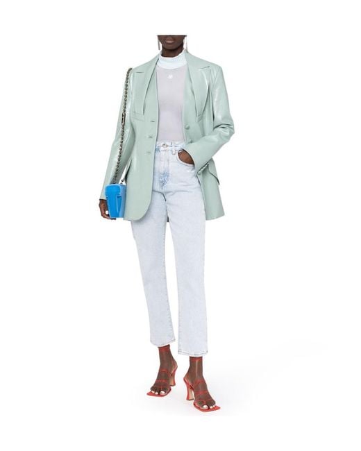 Off-White c/o Virgil Abloh Blue Logo Printed Straight Leg Jeans