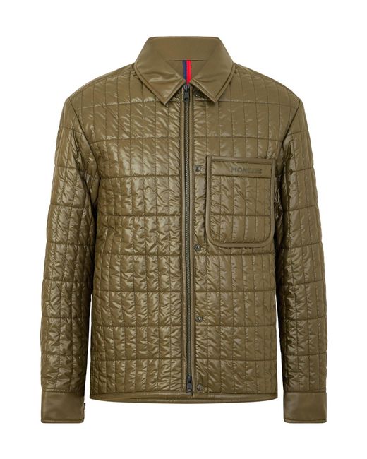 Moncler Green Quilted Check Overshirt Jacket for men