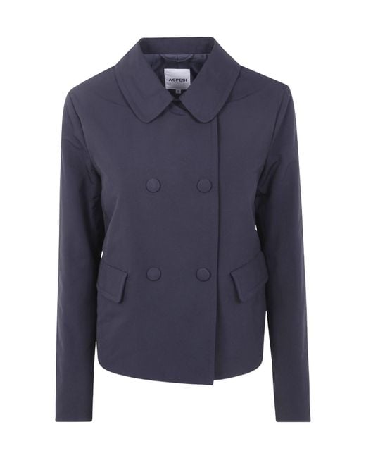 Aspesi Blue Double-Breasted Jacket