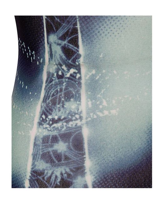 Jean Paul Gaultier Blue High-Necked Mesh Dress