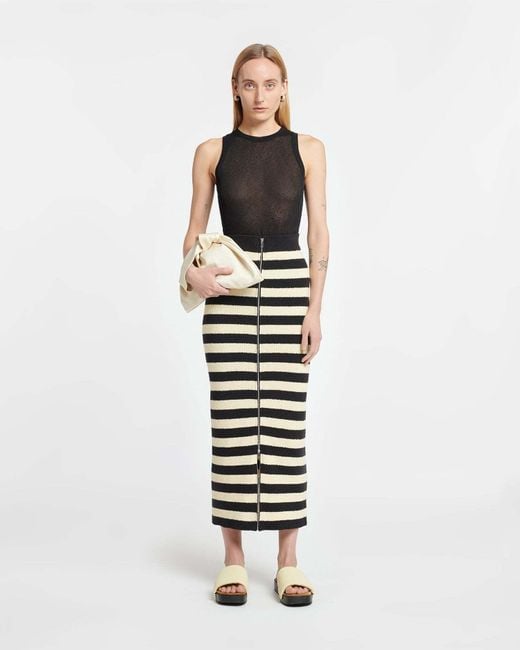 Nanushka Black Nima Striped Terry-Cloth Skirt