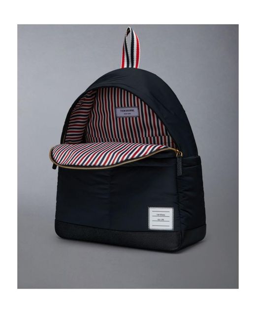 Thom Browne Blue Logo Detailed Zipped Backpack for men