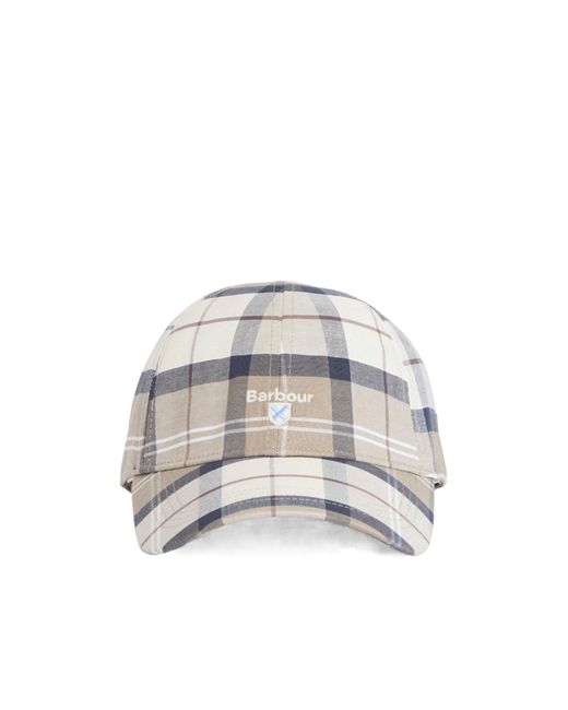 Barbour White Classic Checkered Baseball Cap for men