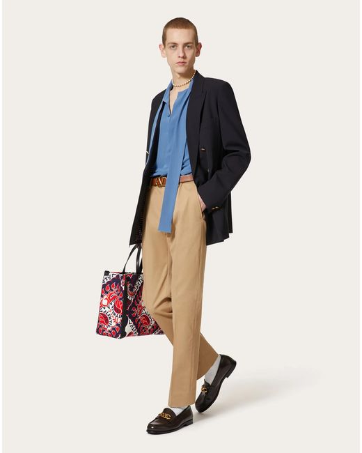 Valentino Natural Slim Cut Straight Leg Trousers for men