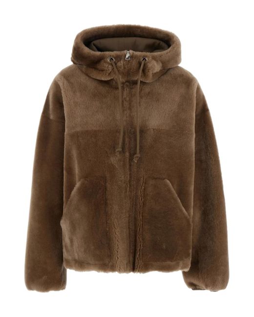 Blancha Brown Hooded Shearling Jacket