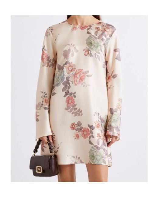 Marella Natural Flared Silk Twill Dress