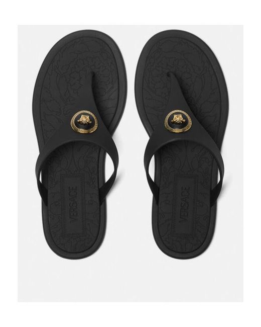 Versace Brown Alia Thong Strap Flat Sandals
