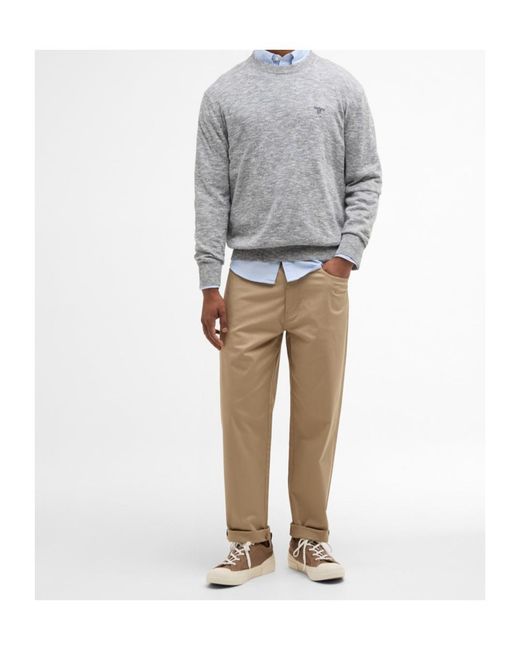 Barbour Gray Flaxby Crew Neck for men