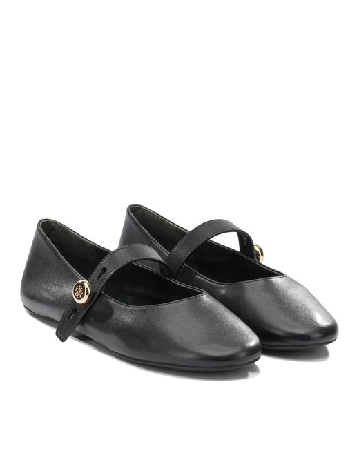 Tory Burch Black Logo-Strap Ballet Flats
