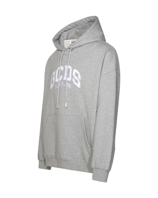 Gcds Gray Logo Hooded Sweater for men