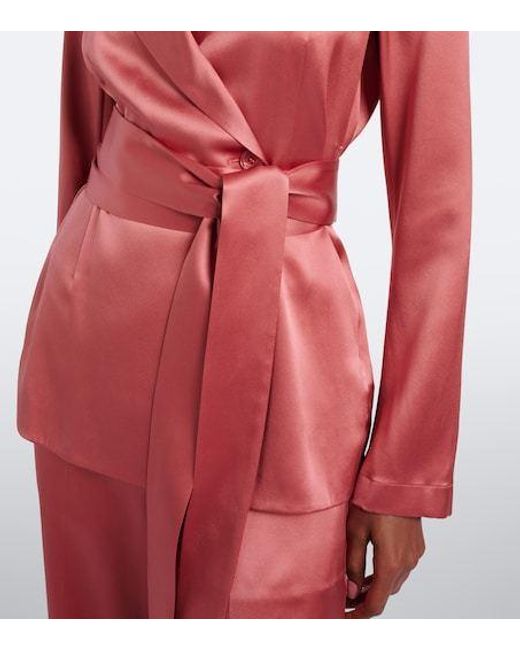 Joseph Red Archer Belted Silk Satin Jacket