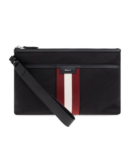Bally Black Code Zipped Clutch Bag for men