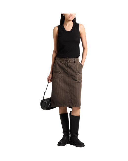 Dolce & Gabbana Brown Twill Umbrella Skirt