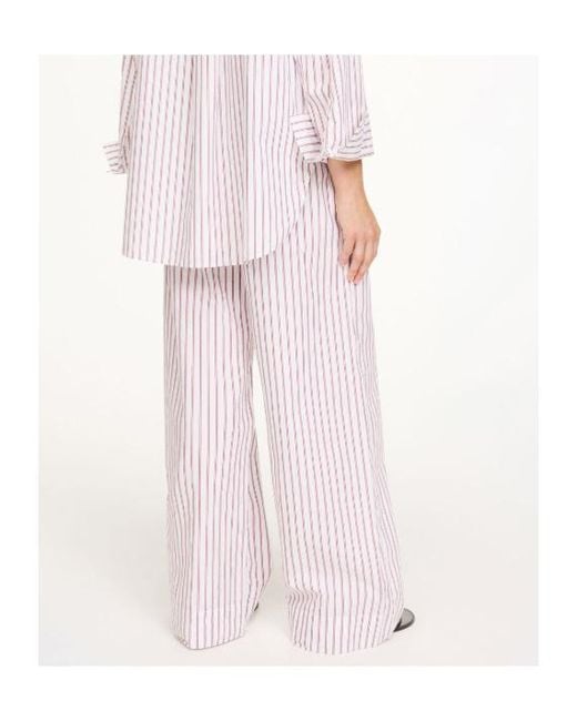 By Malene Birger Purple Cabello Striped Wide Leg Trousers