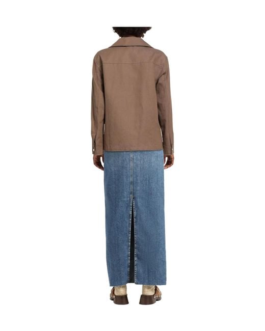 Max Mara Brown Solid Color Long-Sleeve Coat