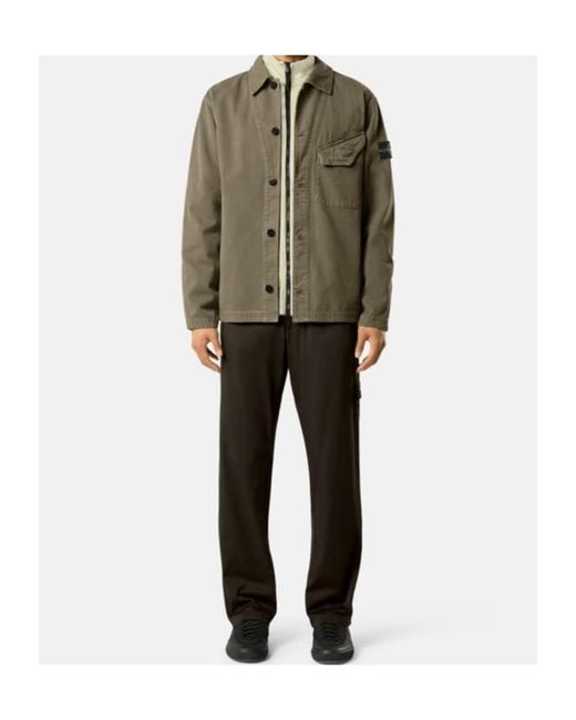 Stone Island Green Comfort-Fit Overshirt With Chest Pocket for men