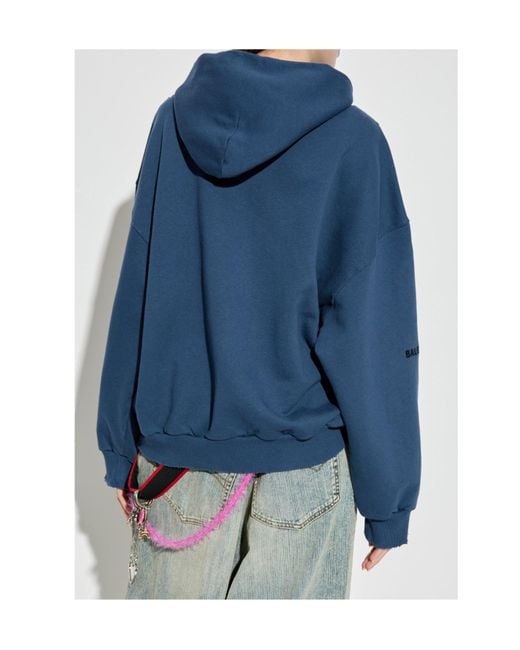 Balenciaga Blue Vip Patch Zipped Hoodie