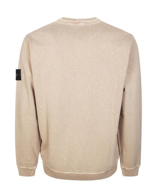 Stone Island Natural Logo Patch Crewneck Sweatshirt for men