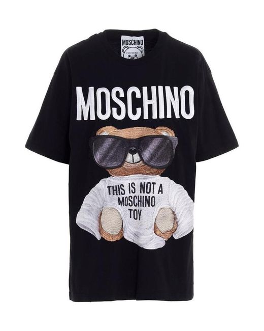 Moschino Black Teddy Bear Pattern Printed T-Shirt