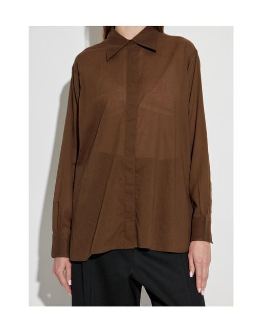 Officine Generale Brown Button-Down Cotton Shirt