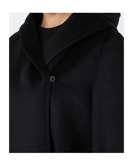 Max Mara Black Belted Hooded Coat